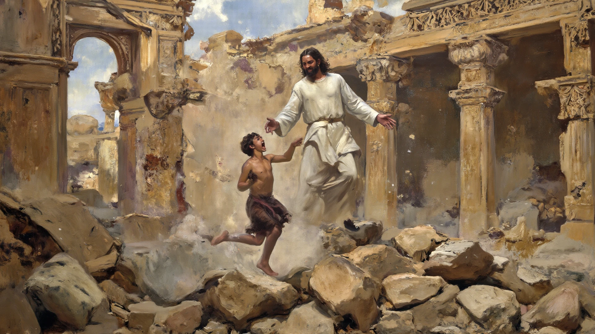 Jesus beating a child