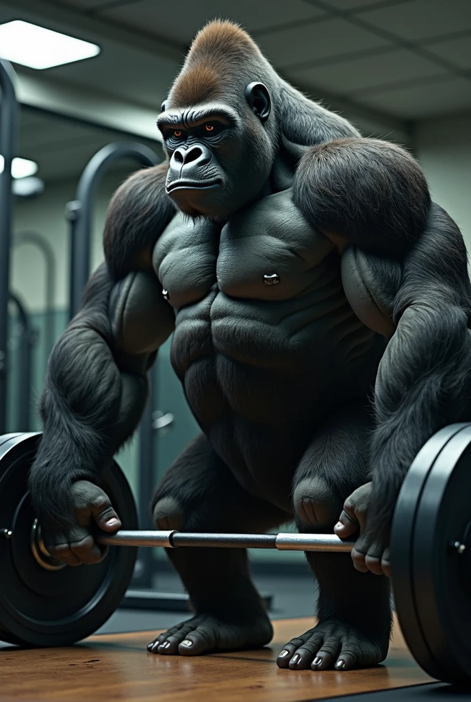 3 Buff Gorillas in the Gym Side by Side Doing Bench Presses