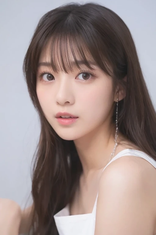 a woman,1 girl,black hair, hair bobbles, longeyelashes, solid circle eyes, light smile, mole under eye, piercing, light smile, shy, puckered lips, Surrealism, drop shadow, stereogram, ass pov, atmospheric perspective, depth of field, first-person view, f/1.8, 8K, super detail, ccurate, best quality, highres, best quality,full body,professional lighting,Cleavage