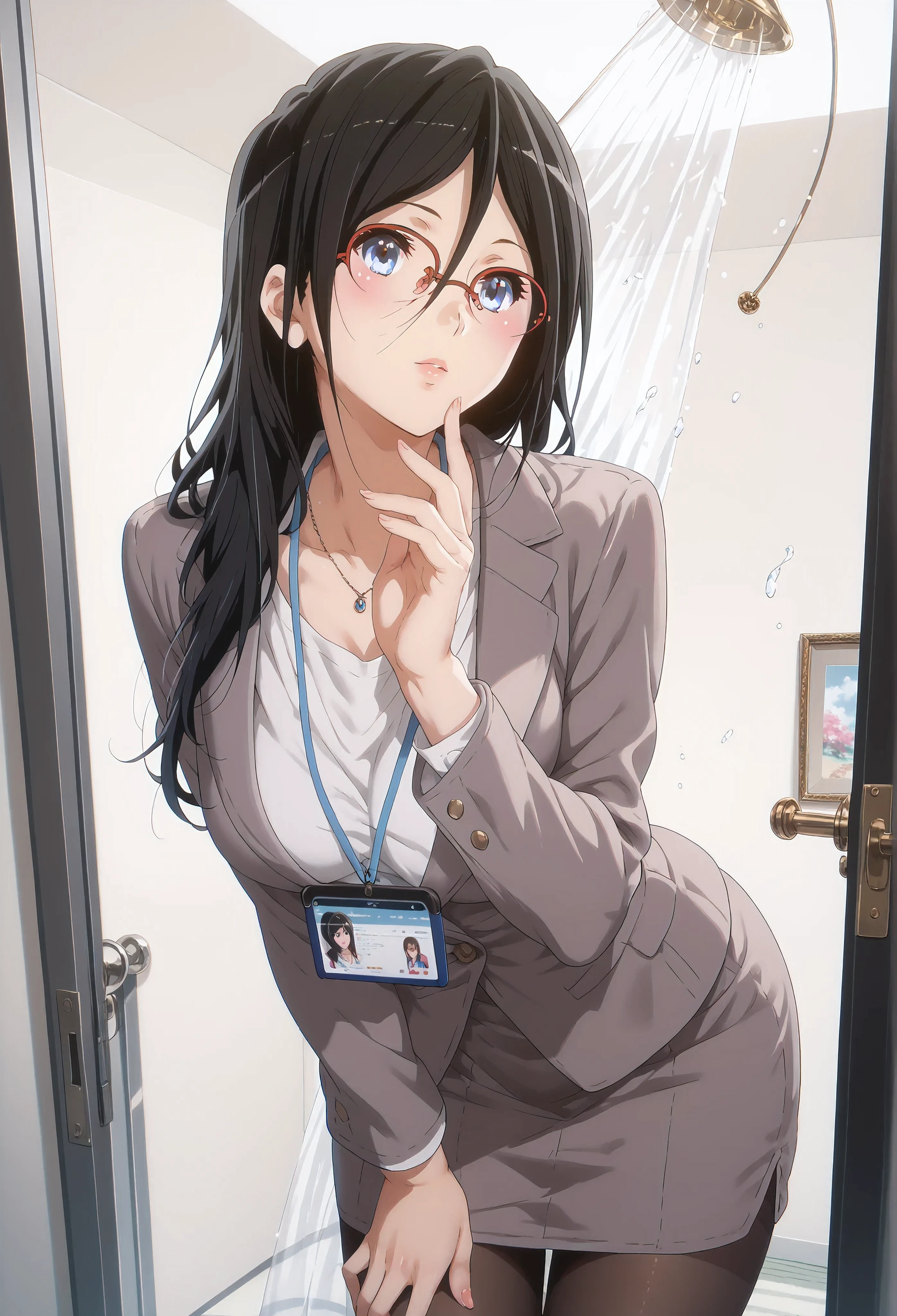  ((inspired by Asuka Tanaka:1.2)),(inspired by Kyoto Animation Style),(masterpiece, best quality),beautiful, beautiful-woman, ((detailed face)).(full body:1.3).,
((black hair)), glasses, blue eyes, long hair, over-rim eye-wear,cowboy shot, semi-rimless eye-wear, between eyes .(red-framed glasses:1.2),

.