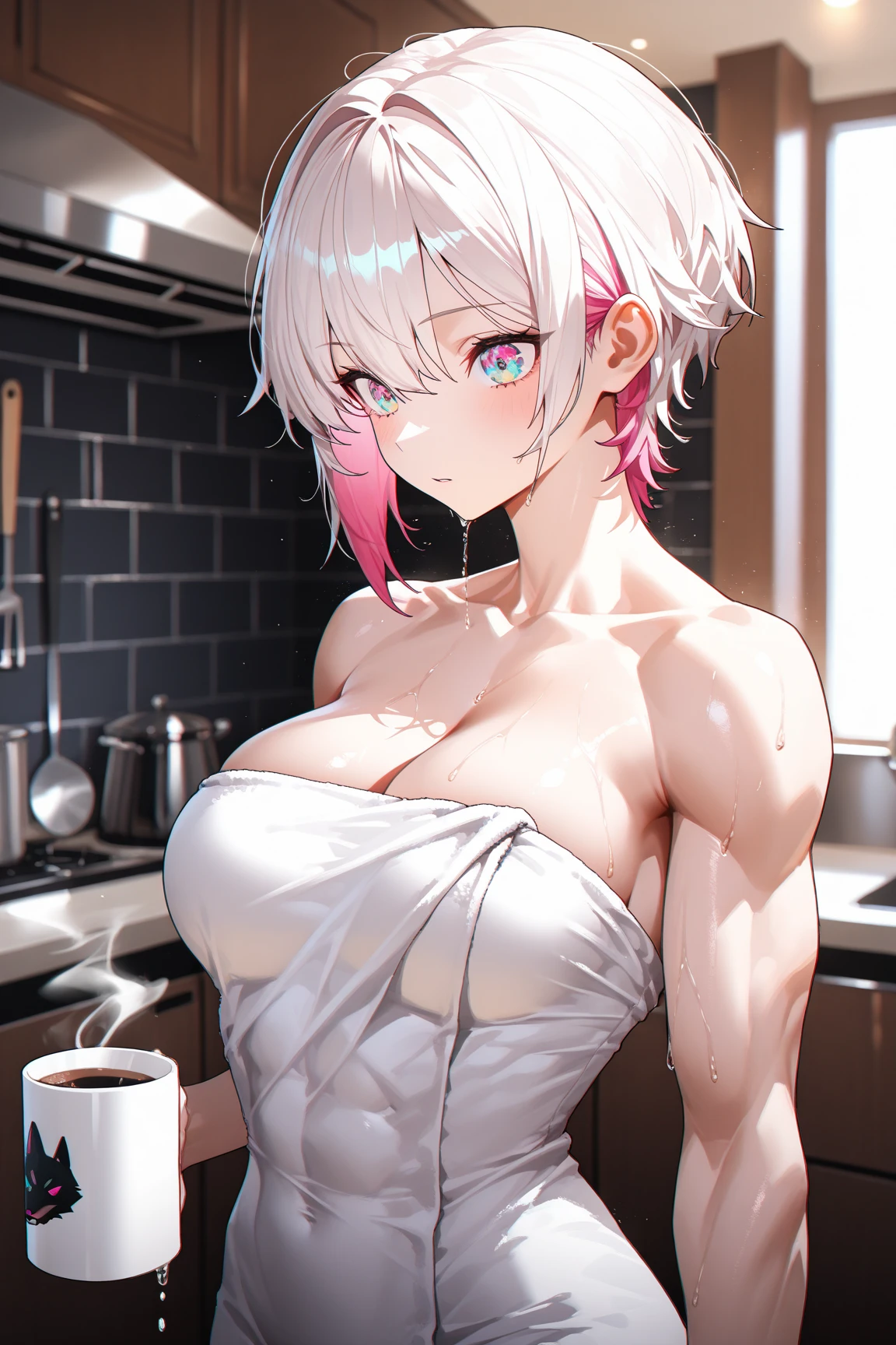 ((((Top image quality、masuter piece、top-quality、Healthy images、Long body、large full breasts、Split abs、long legged、Silver hair、Brown skin color、Red Eyes、Dynamic Poses、ssmile、A look of shame、The bikini、maikurobikini、White Bikini)))、(((Very marked camel toe)))、sea side、Happy look、(((((Black skin))))),((((darkskin)))),((sun burn))、Realistic skin type、an anime girl、Detailed Digital Anime Art、A seductive anime girl、extremely detailed art germ、a hyperrealistic schoolgirl、Ilyakukvshinov、Smooth Anime CG Art、Ultra Realistic Woman、ig model、ArtGerm、photo-realistic anime girl、digital anime art