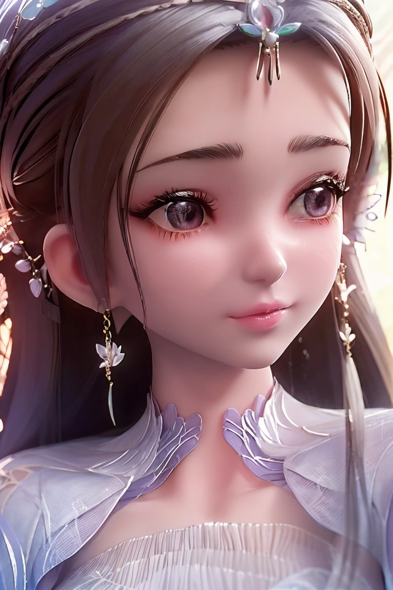 a close up of a woman with long hair and a dress, inspired by Sim Sa-jeong, realistic anime 3 d style, kawaii realistic portrait, inspired by Ma Yuanyu, inspired by Huang Ji, inspired by Lan Ying, anime styled 3d, anime style. 8k, with very highly detailed face, beauty filter, belle delphine