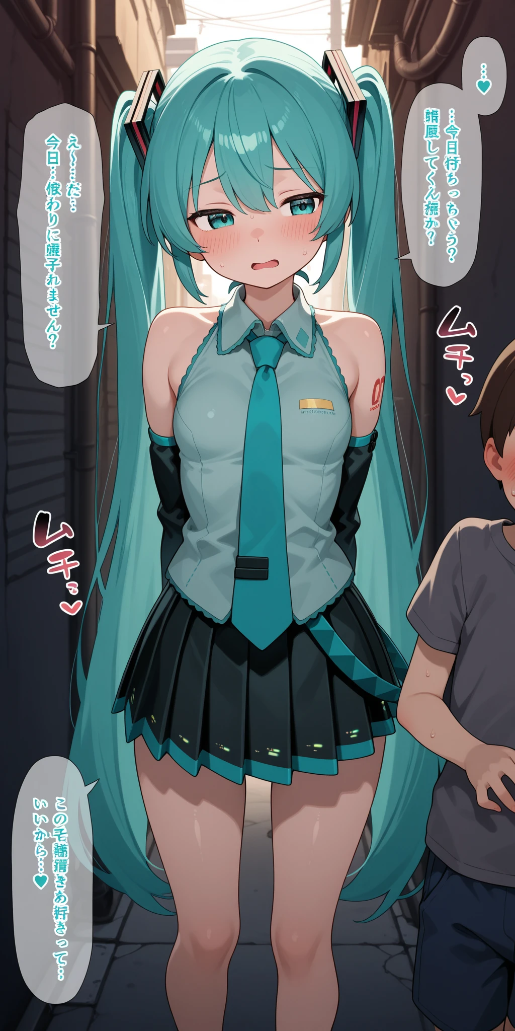 Elementary school height, small, short, small breasts, ponytail, green hair,green eye,((uncensored)), (orgasm), 1 boy,((a boy is grabbing girl’s breasts from behind)),slant eyes,furrowed brow,child,elementary school student,