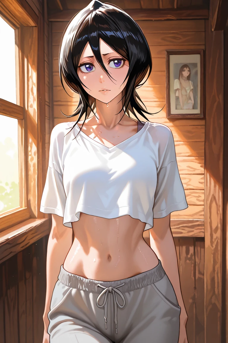 (obra de arte:1.2, Maximum quality), (realista, pho:1.4), beautiful illustration, (natural side lighting, film lighting), NSFW, 
olhando para o espectador, foco facial, tronco, 1 garota, Japanese, high school girl, rosto perfeito, beautiful and symmetrical face, pele brilhante, 
(Cabelo longo:1.5, cabelo liso:1.4, roxo escuro hair), cabelo sobre um olho, roxo escuro, chicote de olhos longo, (seios grandes, coxas sedutoras, bunda grande), Endurecimento do mamilo, delgado, 
Cabelo bonito, rosto bonito, lindos olhos detalhados, beautiful collarbone, Corpo bonito, lindo peito, linda coxa, lindas pernas, lindos dedos, 
((Textura detalhada de tecido, camisas de gola branca de manga curta, mini saia plissada azul marinho), gravata vermelha escura), 
(beautiful scenery), noite, (sala de aula da escola), Carteira escolar, cadeira escolar, janela, cortinas, quadro-negro, standing, (chateado),