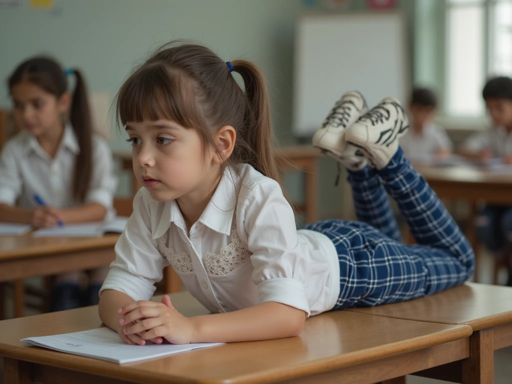 Schoolgirl spreads her legs in front of the blackboard
