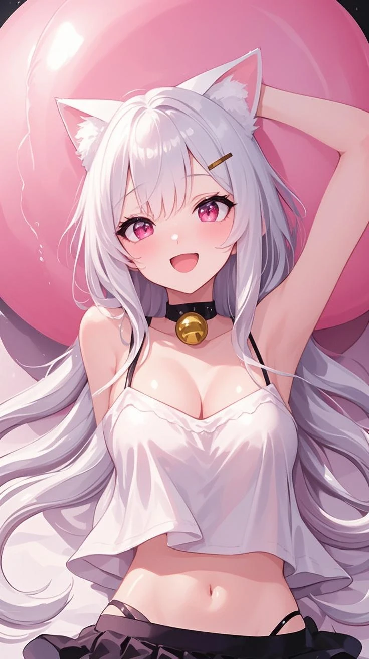 masterpiece,best quality,1girl,crown,white swimsuit,choker,sharp teeth,light frown,shy,blush,hands on own face,tongue,tongue out,saliva,saliva drip,boo (mario),ghost,