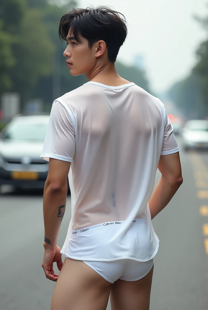 four 17 years old, Japanese, naked, gay, boy, rain, whole body, ?????, SWEAT, wet t-shirt, STANDING