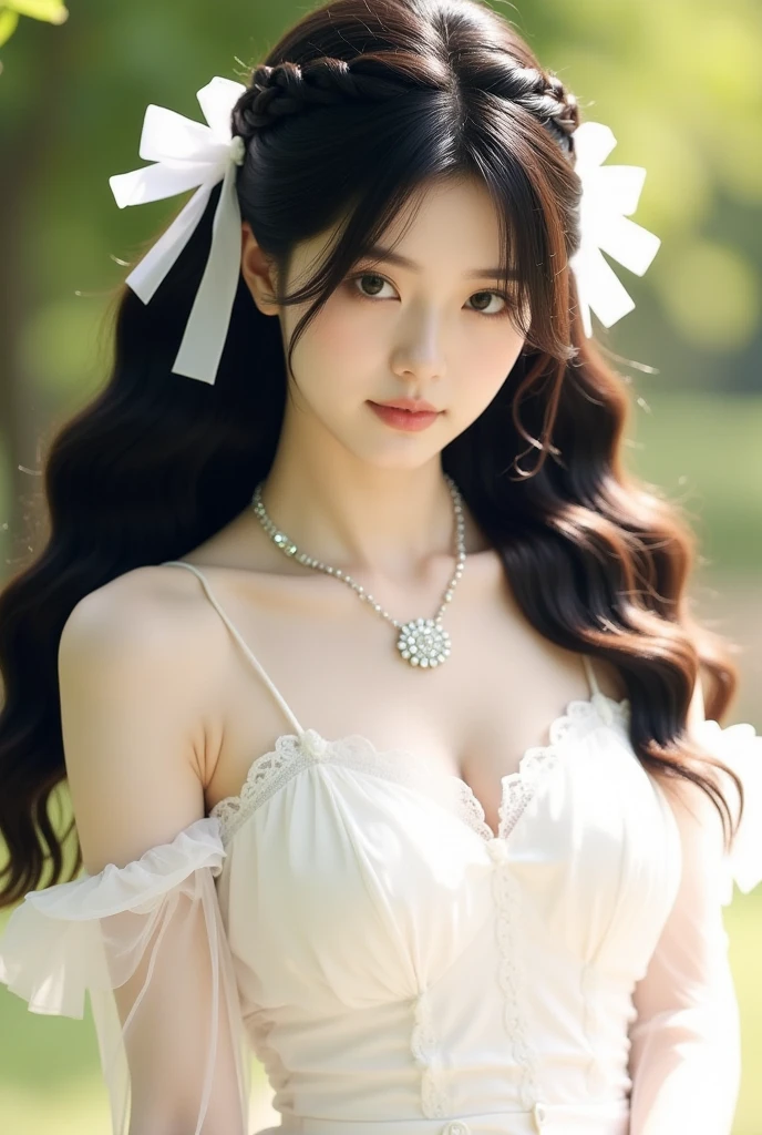 (((Mysterious Dreams)))、((Not secular、Strange scenes))、((The woman I love、The woman I love))、Perfect appearance、appearance:1.3、(masterpiece,high-level image quality,hightquality)、Beautiful realistic Japan person、Amazing huge breasts beauty:1.4、Clear department、Beautiful poses、Someone's love haunts you、Lovely love、Dreamland、(illusion),