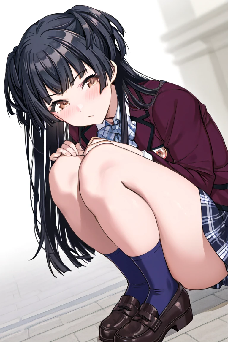 alone, One girl, View Viewer, 2D, anime, anime coloring, Upper Body, (Simple Background, White background:1.3), utaha kasumigaoka, (((Skirt flip, I can see your panties))),squat,From below,blush,Embarrassing, (( 指で膣を触ってMasturbationする)),Masturbation,orgasm,Love juice, 床にこぼれるLove juice, liquid splashing from girl, (( 指で膣を触ってMasturbationする)),Climax,Climax,Squirting,Squirting,Squirting,Squirting,Squirting,