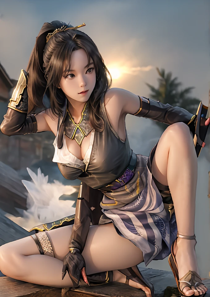 (realisitic,Photorealsitic:1.4),(1 beauty:1.3),(beautiful countenance:1.5),Detailed shiny skin,A detailed eye,Precise hands and fingers,8K HDR, , masterpiece, (Dynamic Angle Video),电影灯光, Finely drawn backgrounds,(Primitive tribal costume,In nature,Carnal beauty,Skin shiny with sweat,omatsuri:1.2),韓国アイドル,Silky hair,Rain Forest,lonely pose,