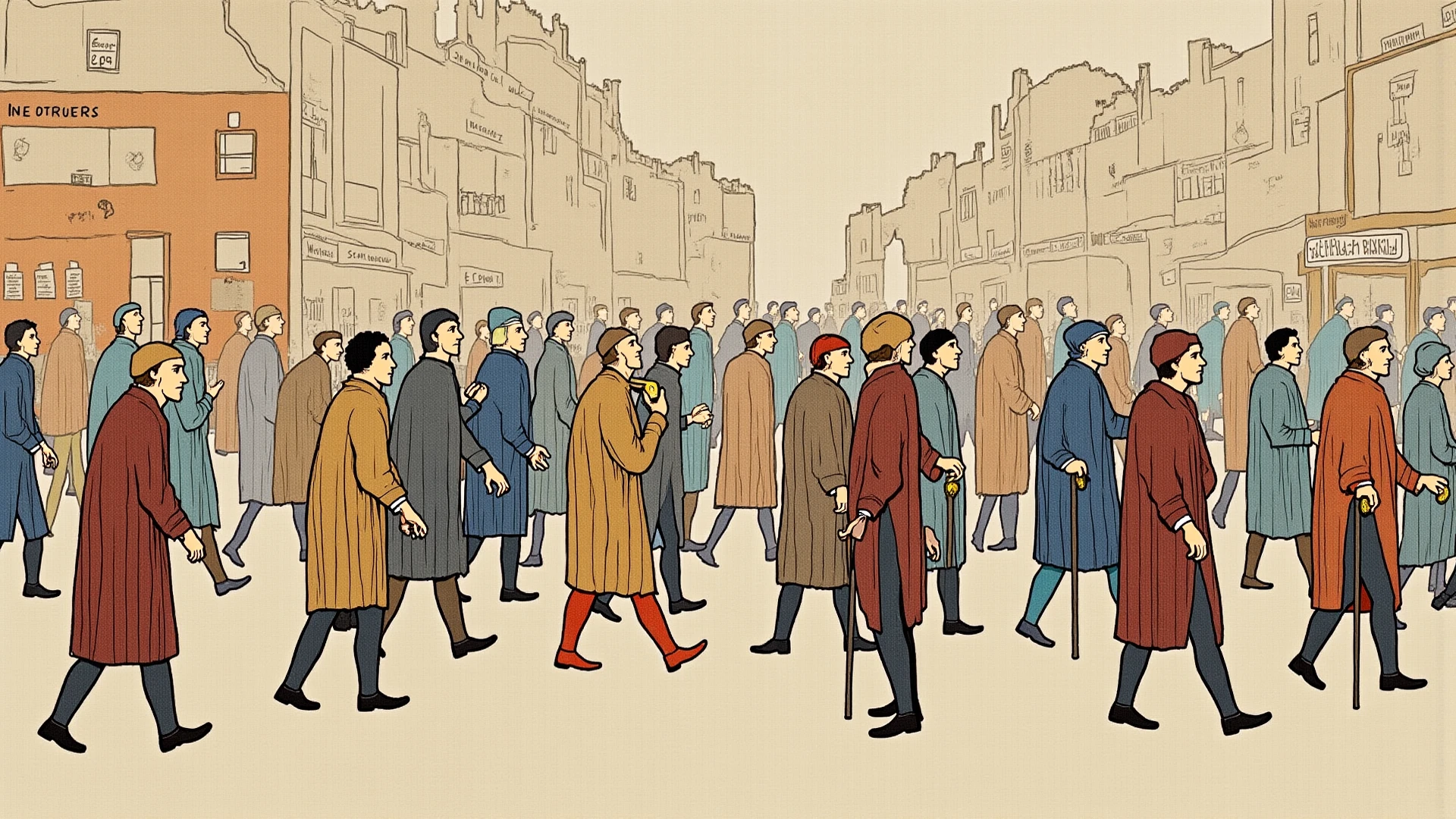 <lora:Paul Gustav Fischer Style:1>Paul Gustav Fischer Style - On a busy street on a cloudy day, she stands out among the people, Albert Nikolayevitch Benois style