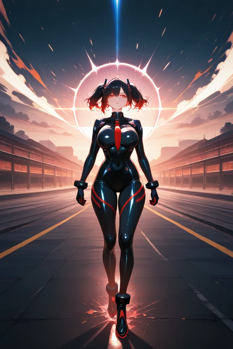 a close up of a woman in a short black outfit standing in front of a cross, digital cyberpunk anime art, ilya kuvshinov. 4 k, alena aenami and android jones, digital cyberpunk - anime art, anime style 4 k, alena aenami and artgerm, digital art ilya kuvshinov, style of alena aenami