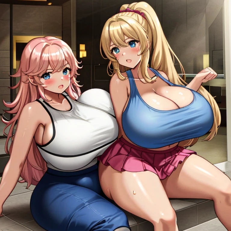 (Private 4K)、(High resolution:1.2)、(High freshness:1.2)、、(Whole Body Ezbian:1.2)、(Two Women:1.6)、((Woman with exaggerated big physique))、(Super big breasts fully opened:1.8)、abnormally developed muscles,,Barefoot woman, , Big arms、(Huge muscles:1.4)、(Dynamic pose:1.2)、(A woman sprints among villagers in a fantasy village:1.4)、(Naked Women:1.6)