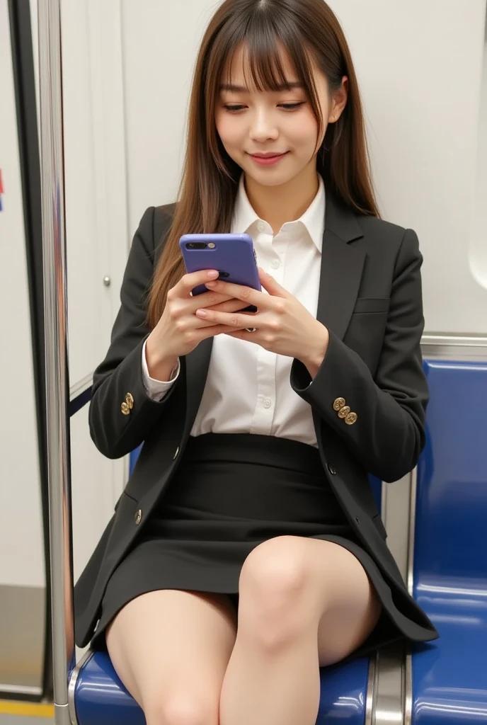 8k,looking_at_viewer,RAW photo,ultra high res,best quality,(realistic photo:1.2),(22yo:1.5),detailed big eye,very cute girl,japanese girl,doctor,bangs,(wavy hair:1.3),black hair,skinny,labcoat,hospital,smile,slender,crossed_legs,wide_shot,glasses,round eyewear,park,Examination room,sitting cheir