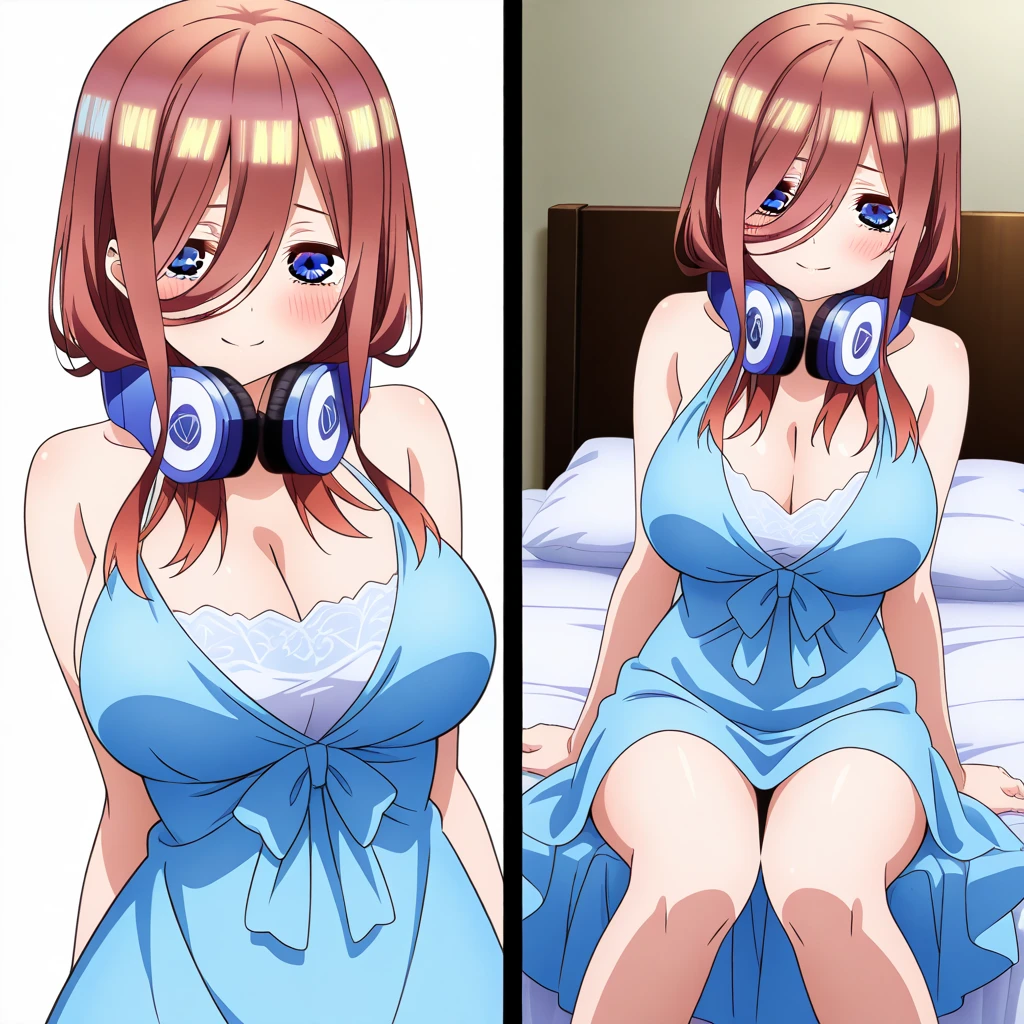 nose,orgasm,masturbation,alone, 1 girl, looking at the viewer, 2D, anime, anime coloring, high quality, alone, contrasting, Miku Nakano, Headphones around the neck, looking at the viewer,((table top, 最high quality, High resolution, nffsw, perfect pixel, 4k, nffsw, nffsw))), 1 girl, alone, Beautiful woman、I could see the whole body,((detailed face, blush:1.2)), ((smooth texture:0.75, realistic texture:0.65, realistic:1.1, animeCGスタイル)), medium breasts, dynamic angle, perfect body, pretty embarrassing、(lift the skirt with your right hand、open your legs、open your knees wide、light blue floral lace panties)、、(cute floral bra)、angle from below,
love juice,
pussy juice,
pussy juice stain,