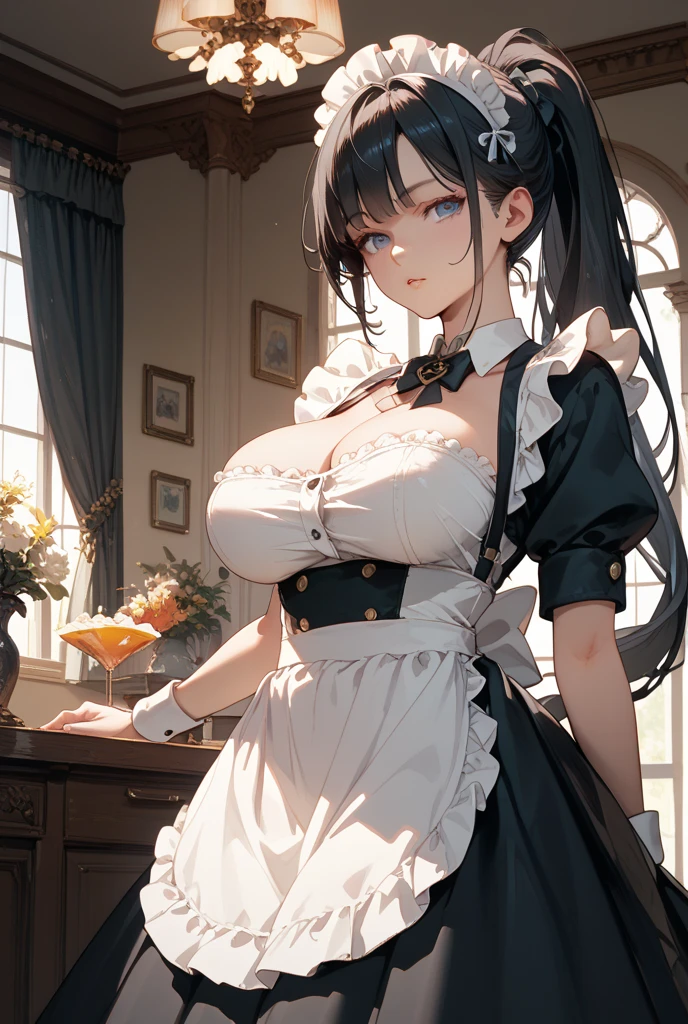 (masterpiece, 最high quality, 超High resolution, Very detailed), (Realistic:1.1, photoRealistic:1.4), Perfect illustration, Perfect lighting,Perfectly detailed hair, Perfect and exquisite face, Perfect collarbone, Perfect body,Juicy breasts, Perfect Thighs, Beautiful legs, View your audience, 1 person,Perfect Face, (Perfect Anatomy, Anatomically correct), Symmetrical face、((Shiny Hair)),Sexy Body、(masterpiece),(最high quality:1.3),8k,Very clear,(Ultra-realistic),Captivating woman,(high quality, High resolution, The finer details), Realisticなスタイルの女性,Juicy breasts、Perfect Woman、Perfect Face、Symmetrical face、Baby Face、Cowboy Shot、((Big breasts))、blush、((Juicy lips))、(((Straight black hair)))、((Large, double-set black eyes、Long eyelashes))、(Red Makeup)、(((Housemaid)))、(((Maid clothes)))、(Healthy and well-developed body)、((Big tits jk))、(In the city)
