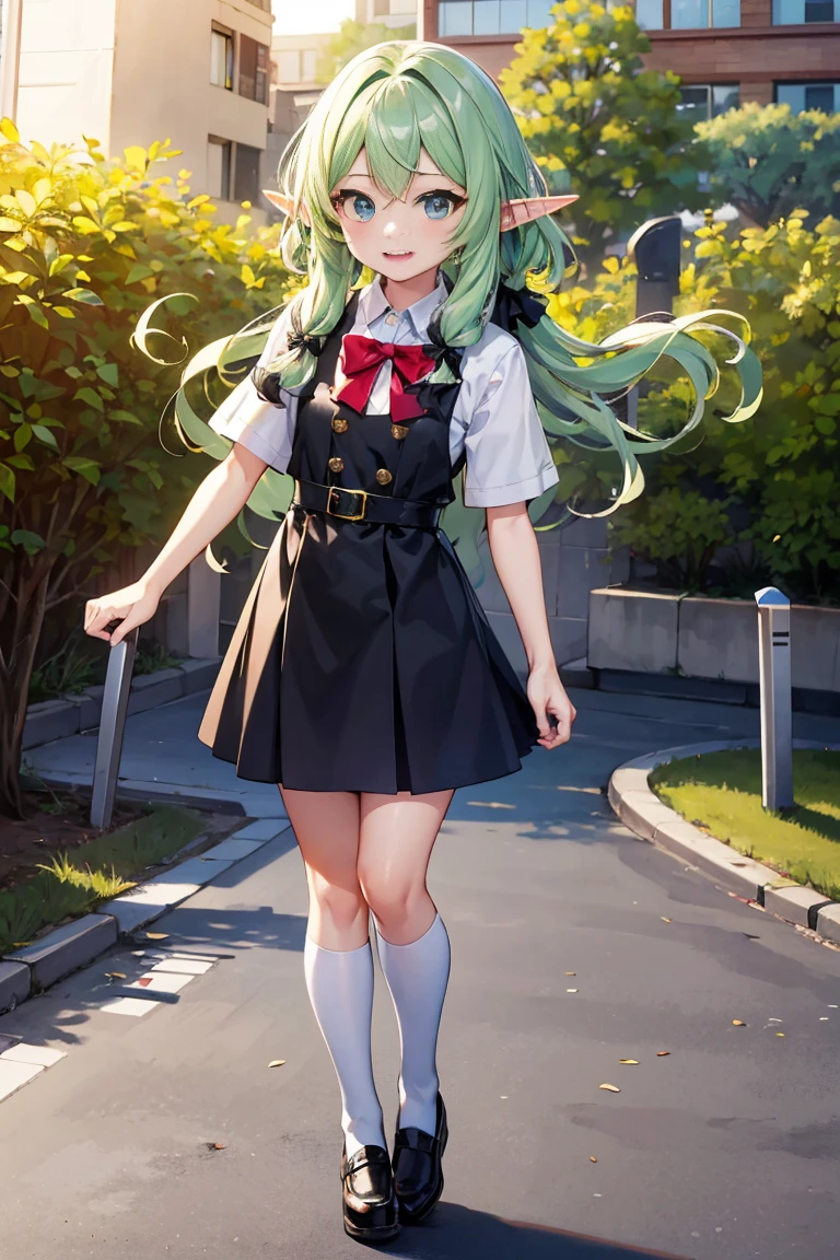 Girl Slime, Exterior color: chlorine, Transparent, in full height, with long hair , in a sheer skirt and slime tights