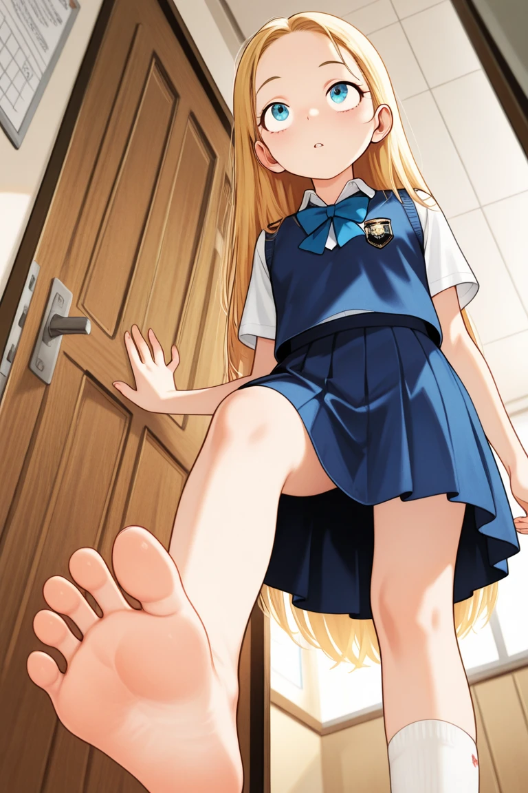 A high school girl with a huge futanari erection and no panties urinates on the stairs、Smiling and ejaculating in ecstasy while defecating in large quantities