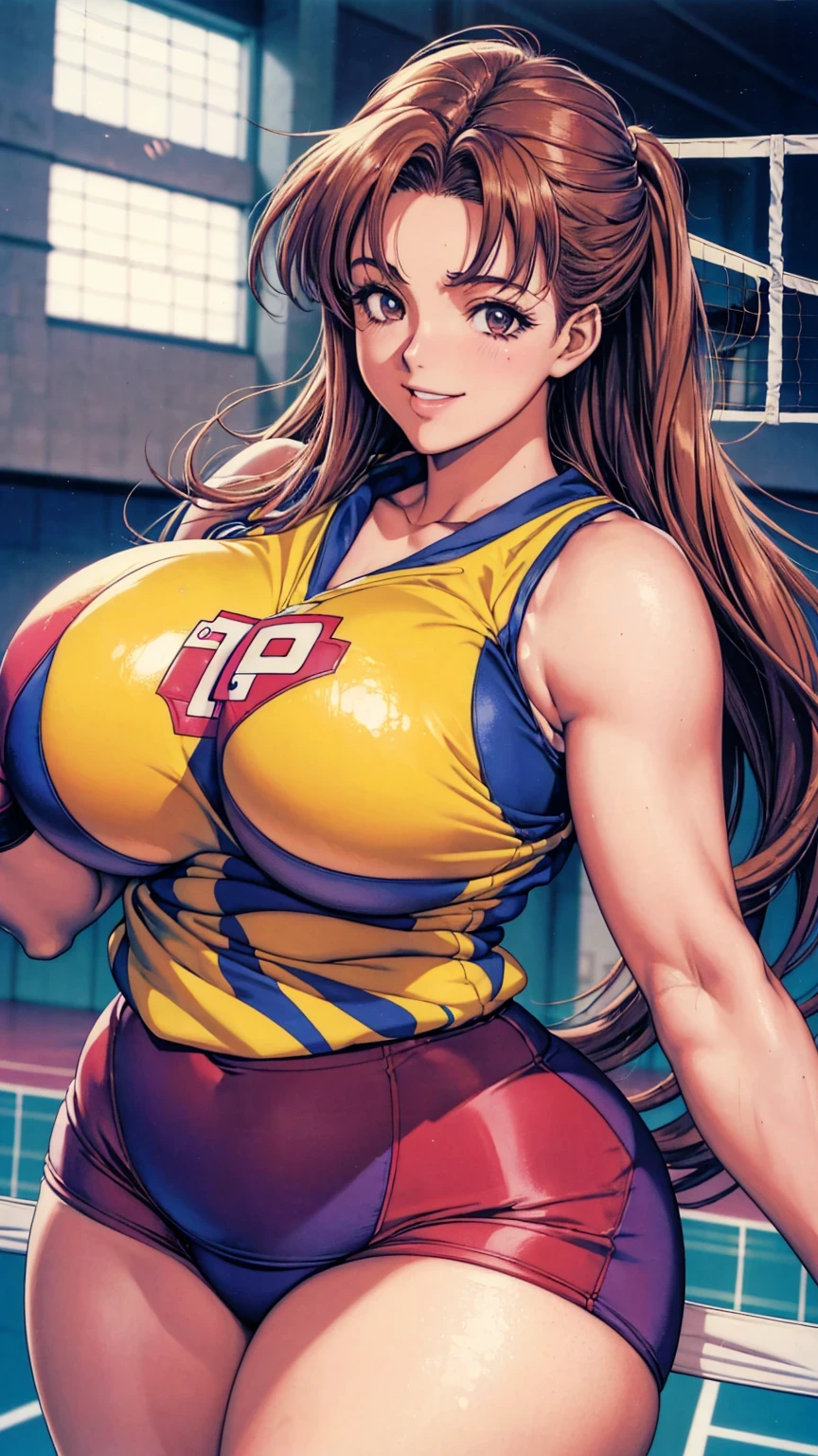 1girl, (solo:1.2), (masterpiece:1.2), (best quality:1.2)
eigaka, (gigantic breasts:1.4), (bursting breasts:1.5), curvy, voluptuous, exaggerated proportions, tall woman
(cowboy shot:1.5), (interacting with her surroundings:1.35), (attentive:1.2), pokemon nemona, dark brown hair, long hair, orange eyes, huge breasts, school uniform, cleavage, stadium, night, crowd