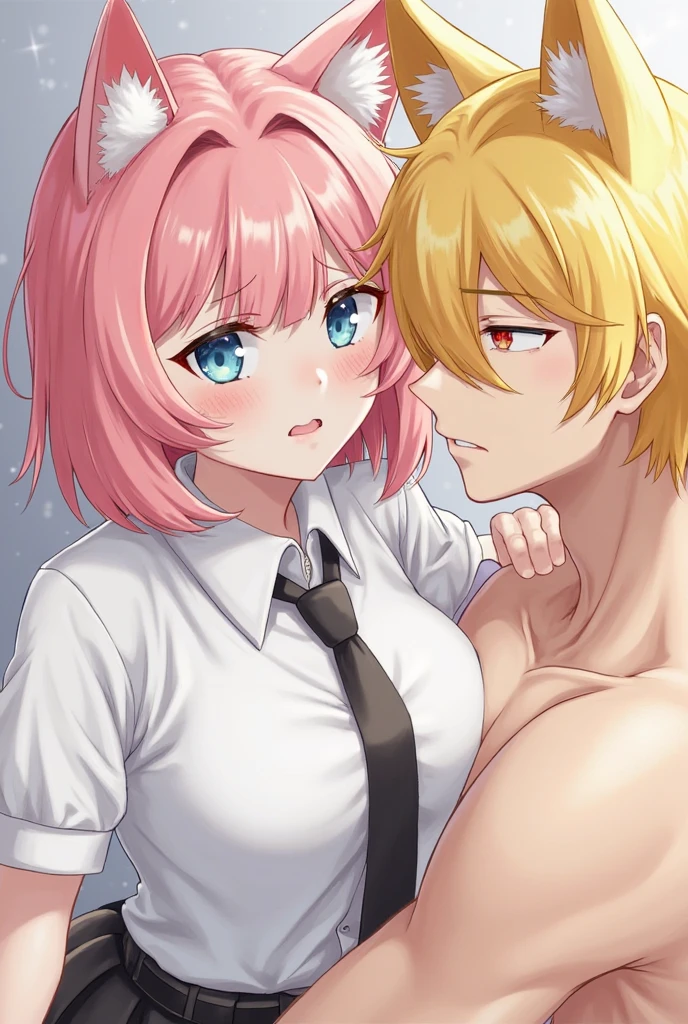masterpiece, Highest quality, so beautiful, absurdists,High resolution,One girl, One boy,Cuddling in bed, like,sexly,Look at each one, blush,Age difference,bow tie,blondes,chest,Long Hair,Pink Hair,Tucked in shirt,short hair,skirt,Tent shirt,Slut,Big breasted sister and brother,Siblings, trousers,Pushing her big tits against her brother,(My brother's erect penis),((((姉のvery huge breasts,Sister crushes her big tits in her brother's face)))),(((((Very huge breasts))))),(((((penis,NSFW,Soft Very HUGE breasts))))),((Bursting Breasts,Huge breasts hiding her brother's face)),((((((((Huge Breasts, Large Breasts, Very Large Breasts, Very Large Breasts, Very Large Breasts, Very Large Breasts, Very Large Breasts, Very Large Breasts, Very Large Breasts, Very Large Breasts, Very Large Breasts, Very Large Breasts, Burying Face in Breasts)))))))),Two people gazing at each other,puffy breasts,((Face crushed by tits, huge breasts on brother's body, mouth covered by tits, breasts covering face)),((huge breasts)),soft massive breasts,crotch grab