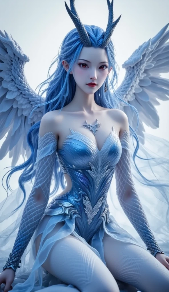 Masterpiece, highly detailed,absurdres,smirk, fine detail, HDR, edgShiva, a woman in a blue dress with wings ,wearing edgShiva,crown of ice
 <lora:edgShiva:0.7>