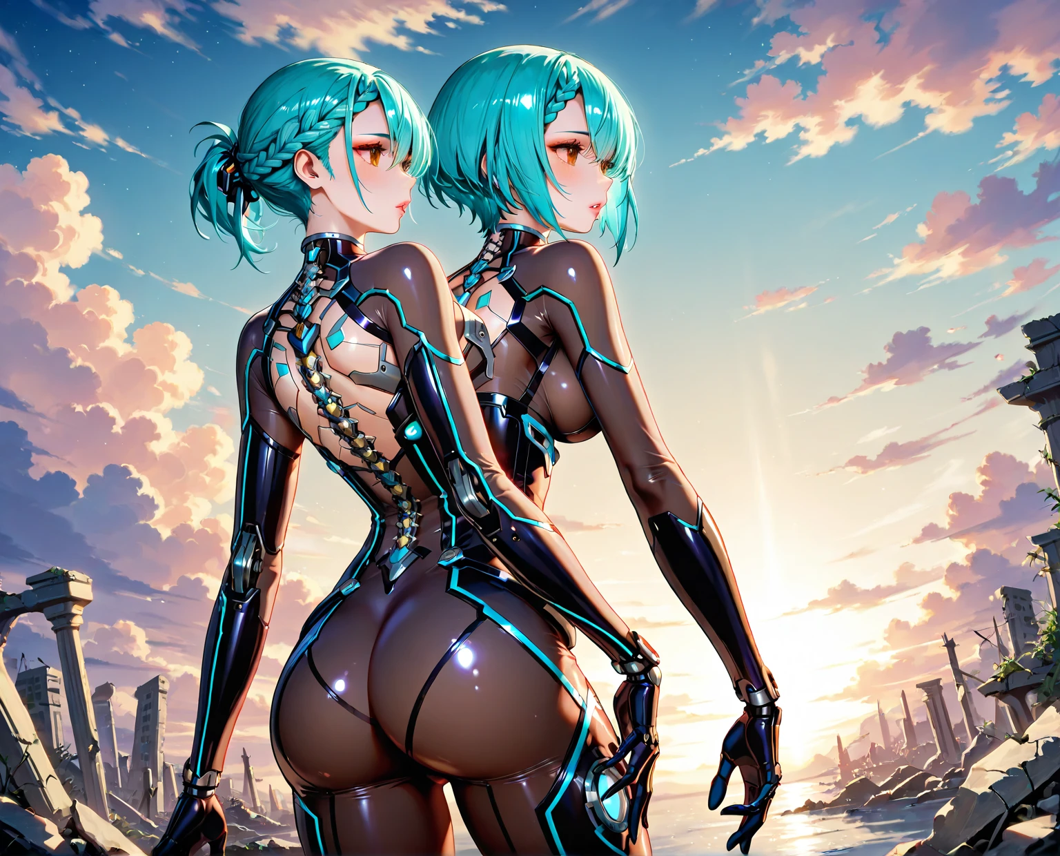 1girl (Solo), very long bob hair with bangs, light blue hair, flat chest, small size, blue eyes, fair skin, serious face, nude, full body, ice magic, night, moon, frozen lake, mountain behind, very sexy body, detailed face, highly detailed, 8k, best quality, masterpiece, vibrant colors, digital art, concept art