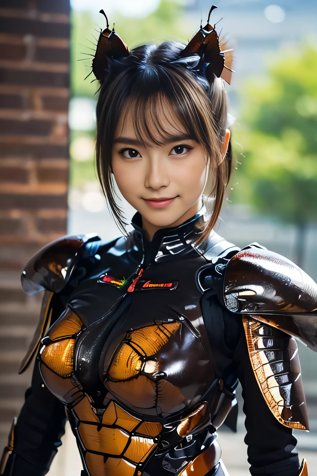 (high resolution,masterpiece,best quality,extremely detailed CG, anime, official art:1.4), realistic, photo, amazing fine details, all intricate, gloss and shiny,awesome many layers, 8k wall paper, 3d, sketch, kawaii, illustration,( solo:1.4), perfect female proportion,villainess, (fusion of dark brown cockroach and lady:1.4), (brown cockroach form lady:1.2), (brown cockroach lady:1.2), (fusion:1.2), (solo:1.4), (evil smile:1.2), muscular, abs, (cockroach brown exoskeleton bio insect suit:1.4), (cockroach brown exoskeleton bio insect armor:1.2), (brown transparency cockroach wing:1.4), (brown cockroach antennae:1.3),