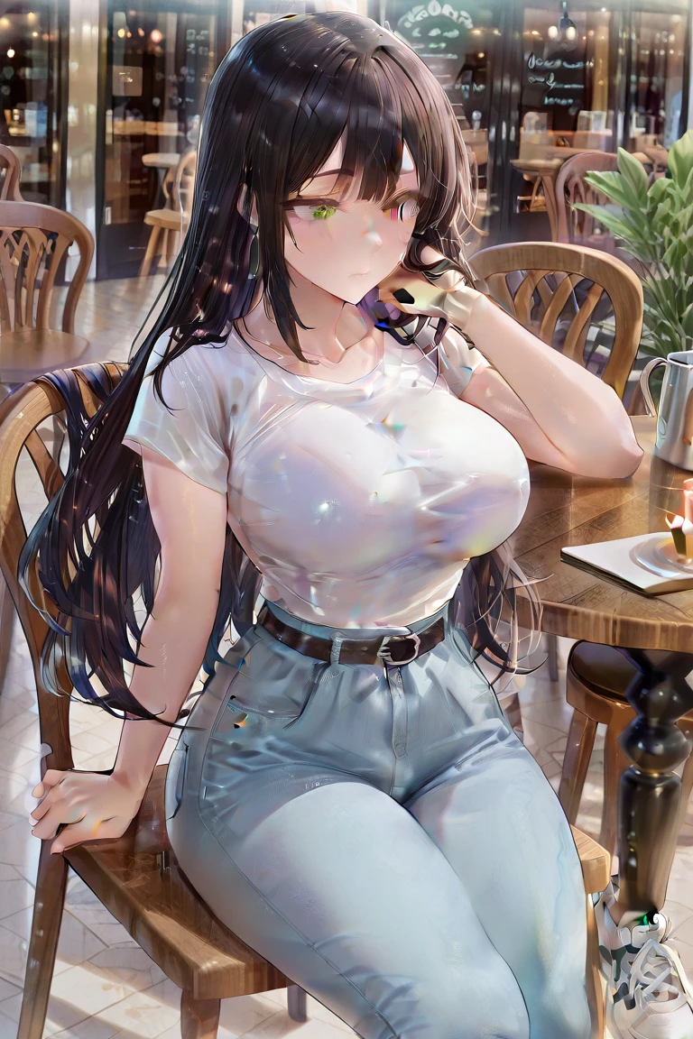 masutepiece, 2girls, lesbian,a couple, Black hair, Sunlight, Lifting, Women's Fashion、bbw、huge-breasted