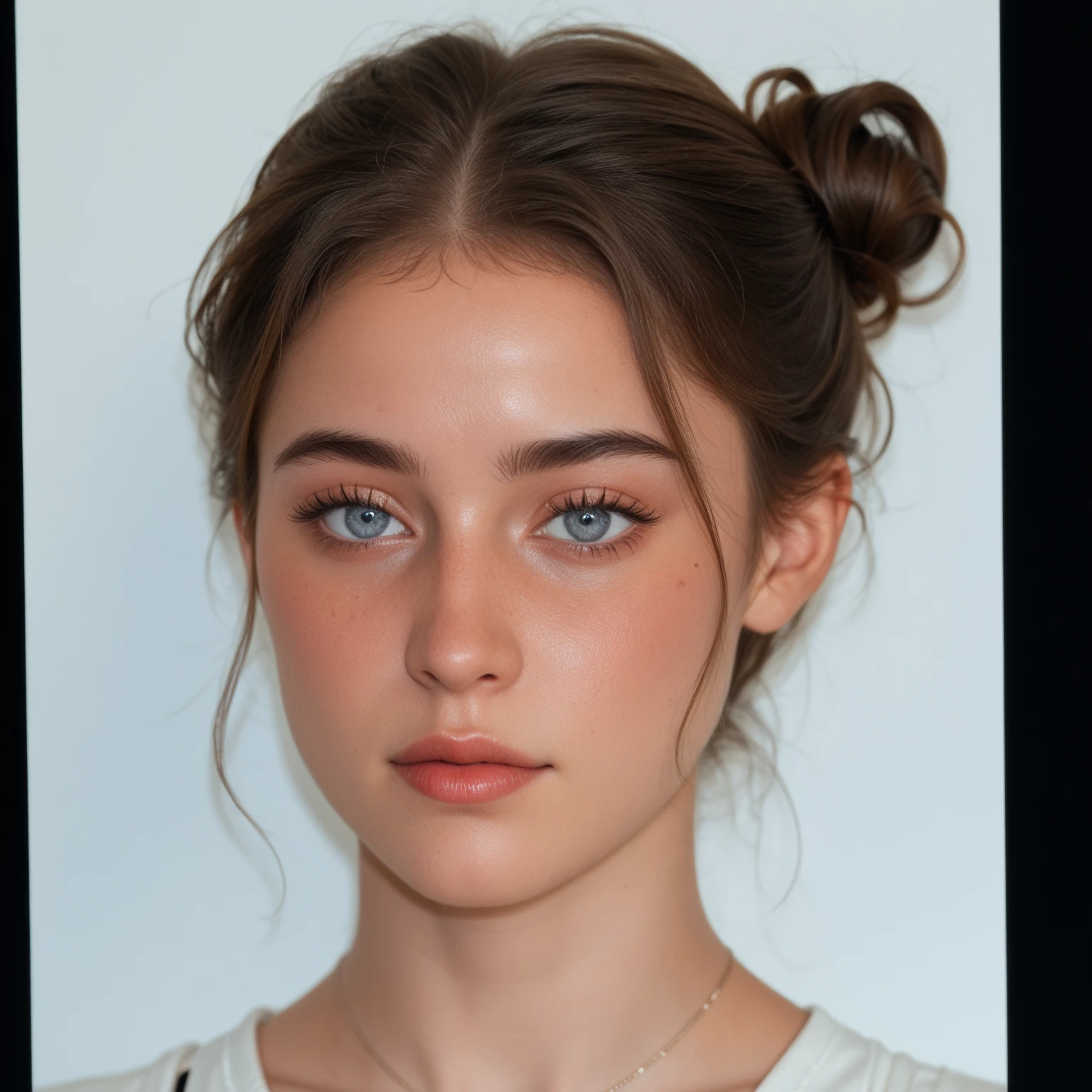 headshot of S312_Kinlllley,a stylish woman,in a (shop:1.1),wearing a (polo-shirt:1.1),(updo),(4k, RAW photo, best quality, depth of field, ultra high res:1.1),(absurdres, intricate, photorealistic, masterpiece, ultra-detailed:1.1),