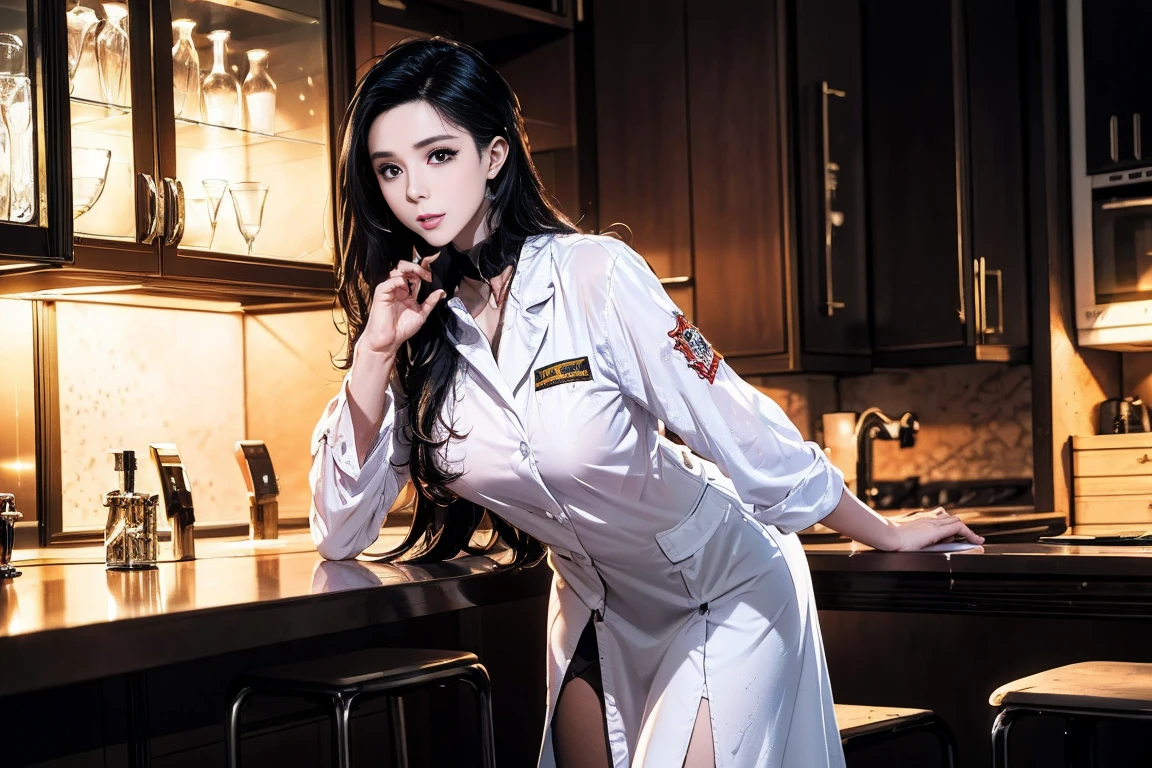 1. Chinese female nurse, 2,, 6 years old, ((A stethoscope is worn around his neck)), Live-life portrait, photorealiscic face, realistic body, realistic skin, Hot cardigan lace-up nurse uniform, Exposure, Women's Clothing, ((Whole body: 0.8)), (HQ skin: 1.2.), Shiny skin), (sexy face:1.3), (Medium breasts: 1.2), (((directly from the front))), Delicate detailed face, Delicately detailed legs, ((Perfect body: 1.1)), A full-body photo of a woman, Facial expression details are clearly visible, super real, Deep cleavage, All over body, looks at the viewer, Standing posture, Accentuate sexy breasts and slender legs, Indoor bed environment at night, Emphasize the atmosphere, Wearing white glasses, Full body composition, The background is darker, ((Lie on the bed)), Diamond ring, Diamond necklace, ((Wearing a medical mask at the mouth)), Black flat stockings, sexy face, ((white high heels)), black hair, blunt bangs, long hair, floating hair, nurse cap, furrowed brow, blank eyes, aqua eyes, white eyes, long eyelash, MAKEUP, smiled、, parted lips, Shut Up, light smile, bright pupils, Ultra hd, retina, a masterpiece、, ccurate, textured skin, anatomically correct, super detaill, highdetail, High Quality, high resolusion, Bestquality, award winning, : 1 6k, HD, 1 08 0P,White silk shirt