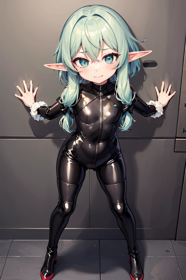 (masterpiece, best quality:1.2), (1 feamle dark elf, wearing a loose silver Tight Combat Suit),Hidden in the dark