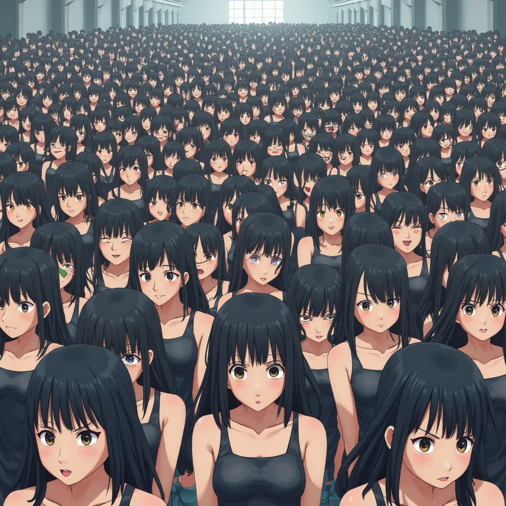(((((Japanese Clone-girls=Myself))))), (((Super Best masterpiece Clone-girls Raw Photography Art))), (((16K, Highest quality, Ultra-high resolution, RAW Photos))), (((It's so unrealistic., With unparalleled depiction, With an unfathomable sight, An unprecedented and shocking worldview, Clone-girls: In a world of mass reproduction, Ultra-realistic))), (((Japanese Girls, Sasaki Nozomi, 28yo, Small face, Thick black hair, long hair, Dark Eyes, Mature face, Cute Smile, Smiling face, A gentle gaze, (((Very pleasant look)))))), (((Very beautiful detailed girls, Accurate body structure, Accurate body movements, Very detailed body, (((Super big breasts, Large bulge of ample breasts)))))), (((Summer clothes, Short sleeve, mini skirt, hour々I can see your pants, Cleavage Emphasis, Emphasise the fullness of your breasts))), ((((((((Very detailed, Myself cloning, Depiction of splitting oneself, 1Myself girl→1,000,000,000,000,000,000,000,000,000,000Myself cloning girls)))))))), (((((((Myself clone-girlsから, Myself keeps multiplying, (Very detailed and intricate, A perfectly matched depiction, (((In the same female body,With the same face, With the same hairstyle, In the same clothes, At the same height, 同じSuper big breastsである))), 1,000,000,000,000,000,000,000,000,000,000 people))))))), (((((Myself girls only))))), (((((1,000,000,000,000,000,000,000,000,000,000Myself girls))))), (Very detailed描写で, The awesomeness of the massively proliferating crowd of "myself", A very impressive sight, Lots of skinship), (Very detailed depiction, Clear and accurate perspective depiction, Ultra-wide field of view, super wide view, Focus on the average value of the image), ((The shooting angle and composition, From above, From below, From the left, From the right, View Myself)), I'm so happy to see so many Myself crowds., I love myself, Laugh together