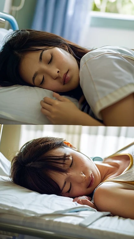 A cute face like a 15-year-old idol pajamas 熱を出してSleeping in bed Sweating on the chest due to fever Sweating on the face due to fever Cleavage Medium bust pajamasがはだけてブラジャーとパンティーが見える In a dark room Natural light Sleeping in bed RAW Photos live-action Genuine Real Stick High resolution RAW Photos