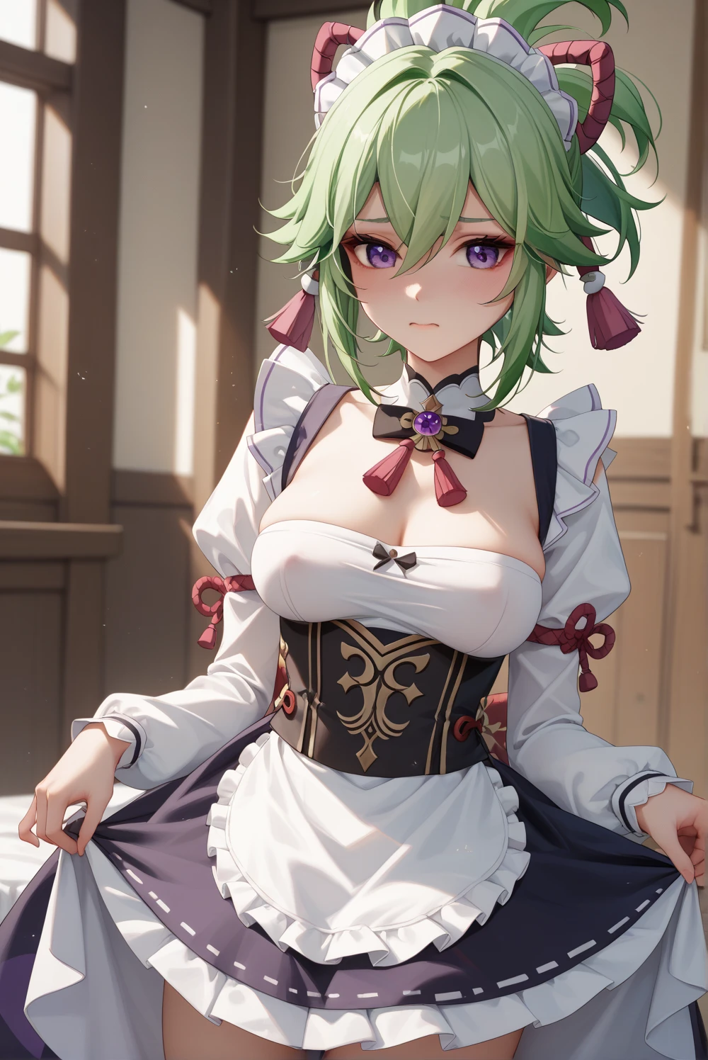 highest quality,wonderful,masterpiece,delicate,ultra high resolution,Super detailed,intricate details,beautiful,8K resolution,(Highly detailed CG Unity 8K wallpaper),sharp focus、anime、fiction、one woman、dark green hair girl 、Metallic colored hair、short hair、Cat ear、big breasts、vivid hair、shaggy hair、messy hair、vivid skin、Glossy skin、 face、lolita、short、cute、beautiful eyes、happiness、Pleasure、笑face、Calm impression、princess、cute柄のドレス、light pink red dress、long skirt、tiara、corset、Inside the city、red and gold carpet、indoor、gorgeous layout、beautiful room、royal palace、chandelier、bright、dazzling、illumination、luxury ring、Luxury accessories