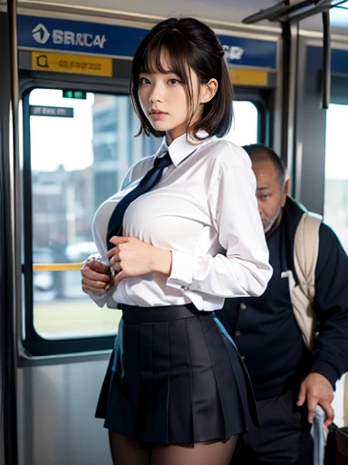 (32K, HDR, High resolution), (nsfw,Full body photo,Raw photo,POV, Hyperrealism, masterpiece, Highest quality, ultra High resolution), (Pin Light, Backlight,Cinematic Light),Close-up of a sexy woman(Japanese school girl uniform outfit,Japanese Sailor Suit,mini skirt,Beautiful Japanese prostitute,((Normal position,sex,A high school girl has her big breasts squeezed,Her large breasts are being fondled by multiple men with multiple hands,A high school girl is gang-raped by many men,Woman being penetrated on train,Woman being penetrated in M-leg position,Schoolgirl being penetrated in various positions,vaginale,sex)),ダイナミックPーズ), (Huge breasts,Very heavy,Very large, round breasts,Incredibly big boobs,Her costume shifts to reveal her large breasts,Deep cleavage,A glimpse,P,Nipples),(Hyper Detail, finely,(Shot from the surroundings,Shooting from an upper angle)),Slender Style,(Korean Idol:1.3,A detailed face:1.3),Beautiful Goddess,Disliked expression,Ahegao,ecstasy,Troubled face,Woman crying after being inserted,Crying face,Sexy look,Small, plump lips, Straight and cute nose, A little redness on the cheekbones,Long and beautiful eyelashes,Beautiful Face,Narrow waist,Perfect Style