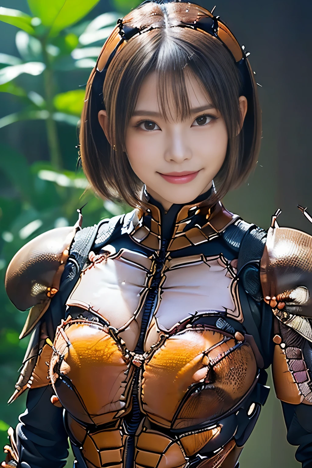 (high resolution,masterpiece,best quality,extremely detailed CG, anime, official art:1.4), realistic, photo, amazing fine details, all intricate, gloss and shiny,awesome many layers, 8k wall paper, 3d, sketch, kawaii, illustration,( solo:1.4), perfect female proportion,villainess, (fusion of dark brown cockroach and lady:1.4), (brown cockroach form lady:1.2), (brown cockroach lady:1.2), (fusion:1.2), (solo:1.4), (evil smile:1.2), muscular, abs, (cockroach brown exoskeleton bio insect suit:1.4), (cockroach brown exoskeleton bio insect armor:1.2), (brown transparency cockroach wing:1.4), (brown cockroach antennae:1.3),