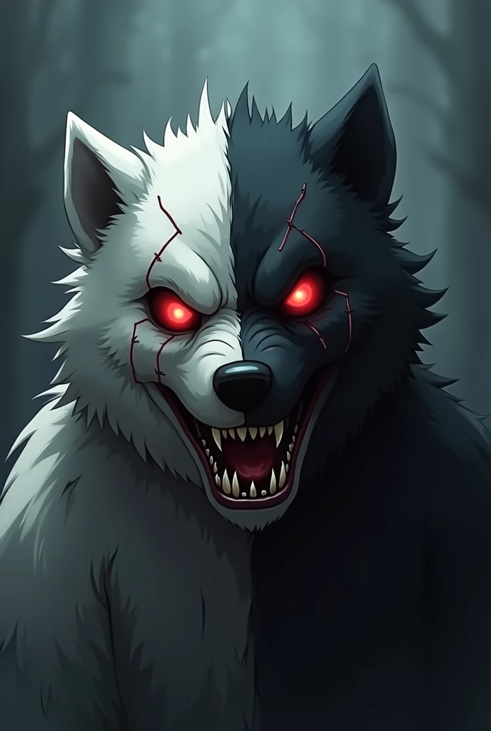 Background wolf fangs and blood bloodstains black color