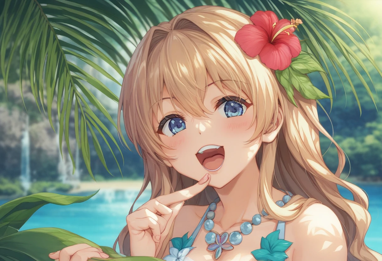 anime girl with blonde hair naked with leaves covering her private parts, guweiz style artwork, beautiful animated portrait, guweiz, beautiful anime girl, beautiful animated style, anime girl with blonde hair, animated style. 8k, in bowater art style, beautiful digital illustration, Beautiful character painting, awesome anime face portrait