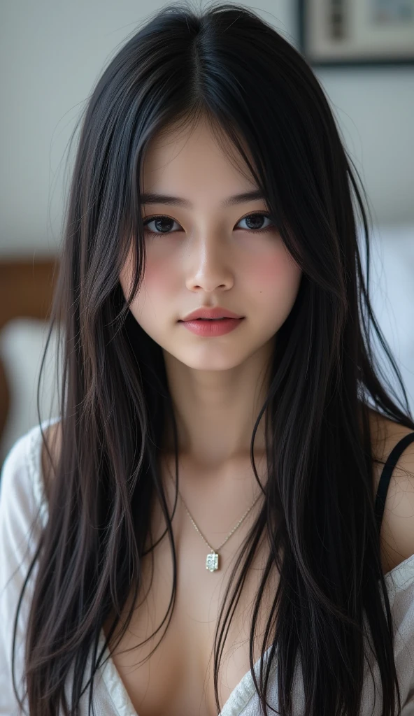 beautiful portrait of a cute thin young woman, hyperrealistic full figure, athletic body, six pack, abs, concentrated look, cute smile, highly detailed, detailed face and eyes, long black hair, flushed face, blue eyes, golden hour, volumetric lighting, 8 k, portrait, 3 0 mm f 1. 8,  ilya kuvshinov