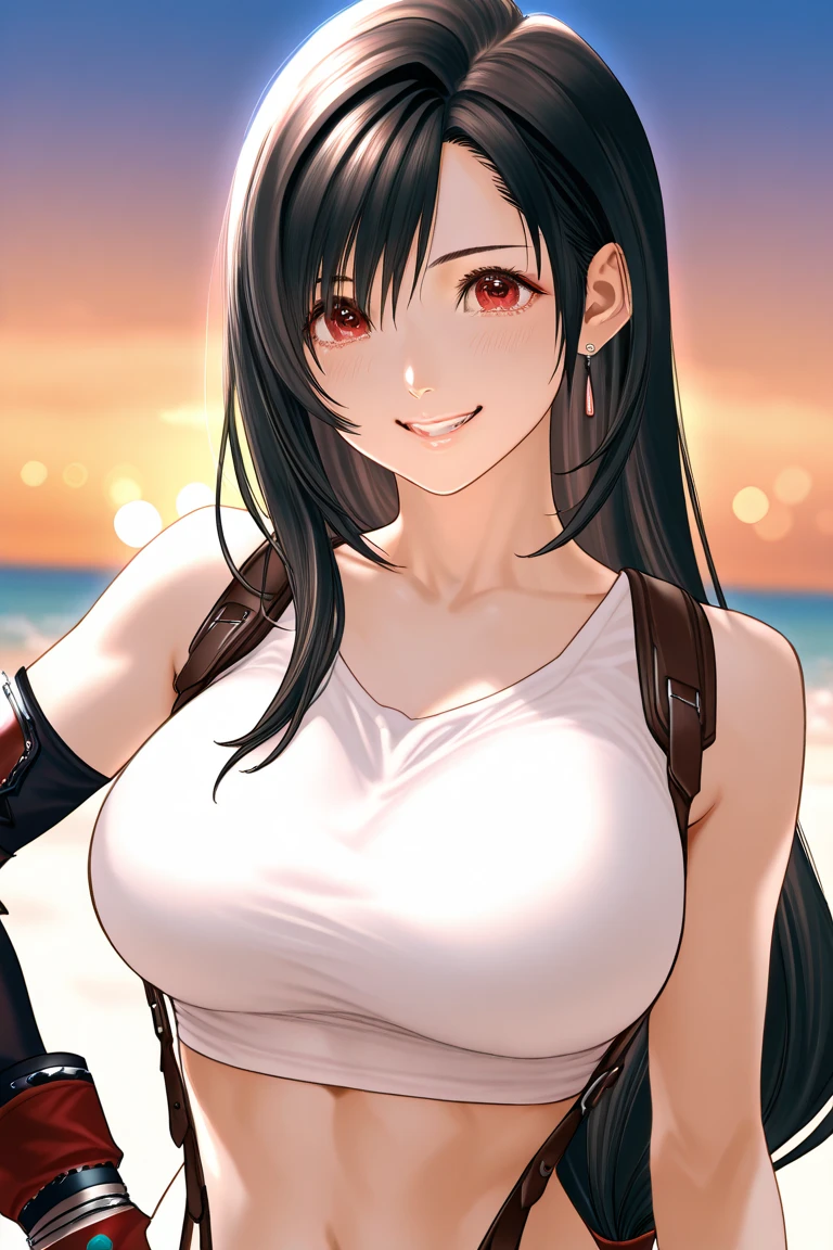 kamado nezuko, (masterpiece), best quality, expressive eyes, perfect face, Nezuko, Kimetsu, 1 Girl, ((Super Detail)), (Highest Quality: 1.0), (High Detail: 1.0), Bare Arms, Bare Shoulders, Brown Eyes, Cleavage, Collarbone, Earrings, Hoop Earrings , Horn, Demon, Nezuko, Long hair, Red Shimenawa, Sideboob, Sidelock, Sleeveless, Sleeveless Kimono, Kimetsu, Nezuko, (Highest quality: 1.0), (High detail: 1.0), Nezuko (Kimetsu), Sideboob , red and black mixed hair, hair ornaments, looking at the viewer, blushing, happy, beautiful smile, standing seductively, beautiful scenery, cherry tree, clear sky,
