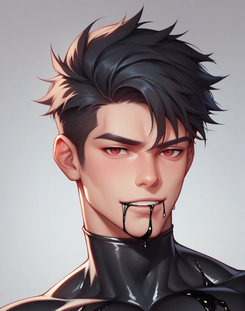 Mainly male, chained up by demons, gangbanged by multiple people, raped, facial cumshots, pain, covered in semen, drool, covered in cloudy penis. Interracial, muscular, anal, homo, gay. His body is full of cum, black hair, blowjobs and hard sex. Black hair, short hair, red eyes, threesome. There are many ejaculating dicks around. A black-haired, short-haired, red-eyed man tries to lick that dick.