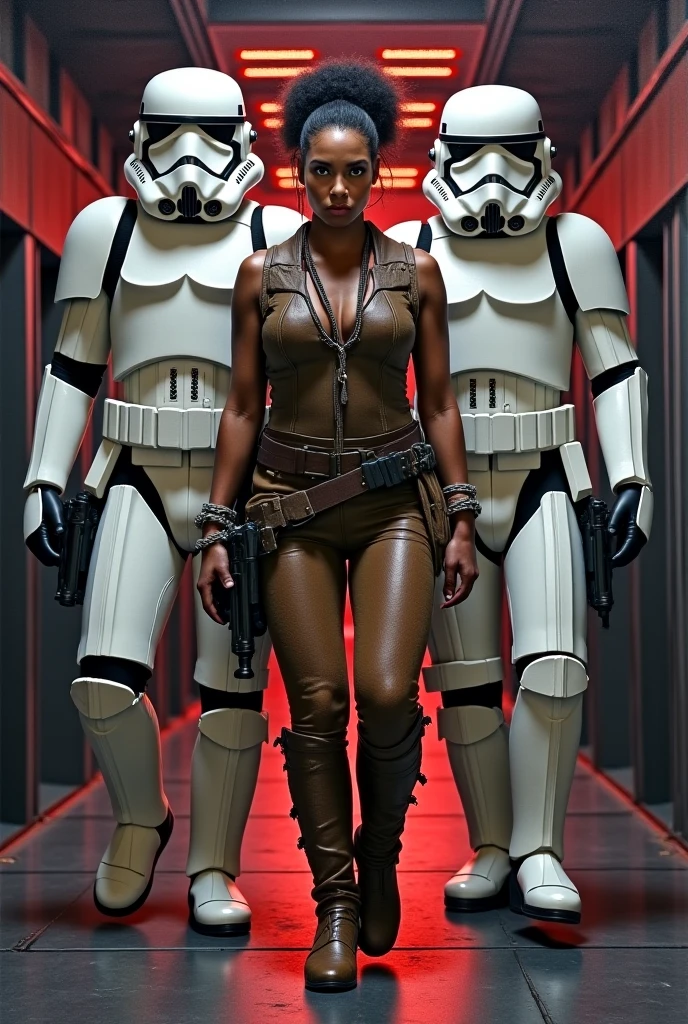 Star Wars, Storm troopers are attacking a coven of lesbian witches (plain robes, nude underneath) in a stone archaic fortress on a remote jungle world
