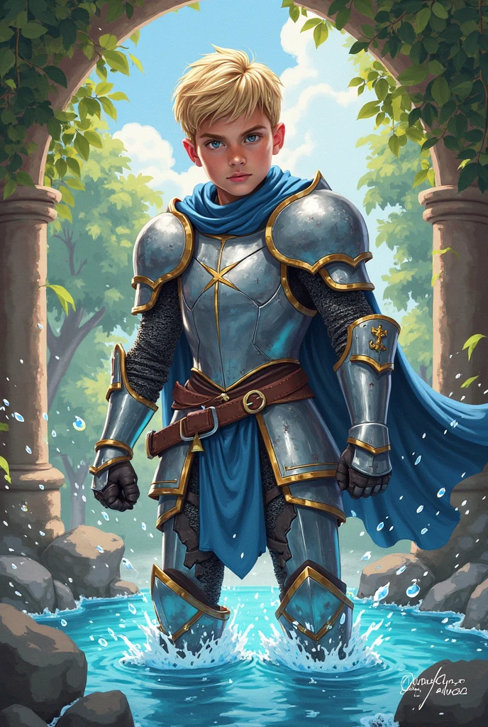Teenager boy knight of medieval age full body 