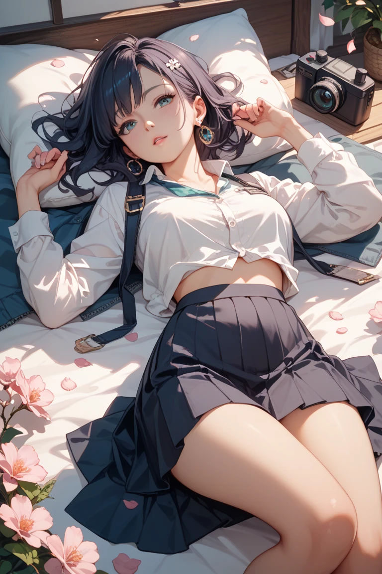 Young woman, fainted, closed eyes, lying on the ground, skirt rode up, underpants, видно underpants