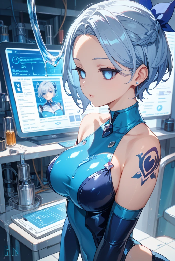quadratic element,blue hair,salama,sense of science and technology,full bodyesbian
