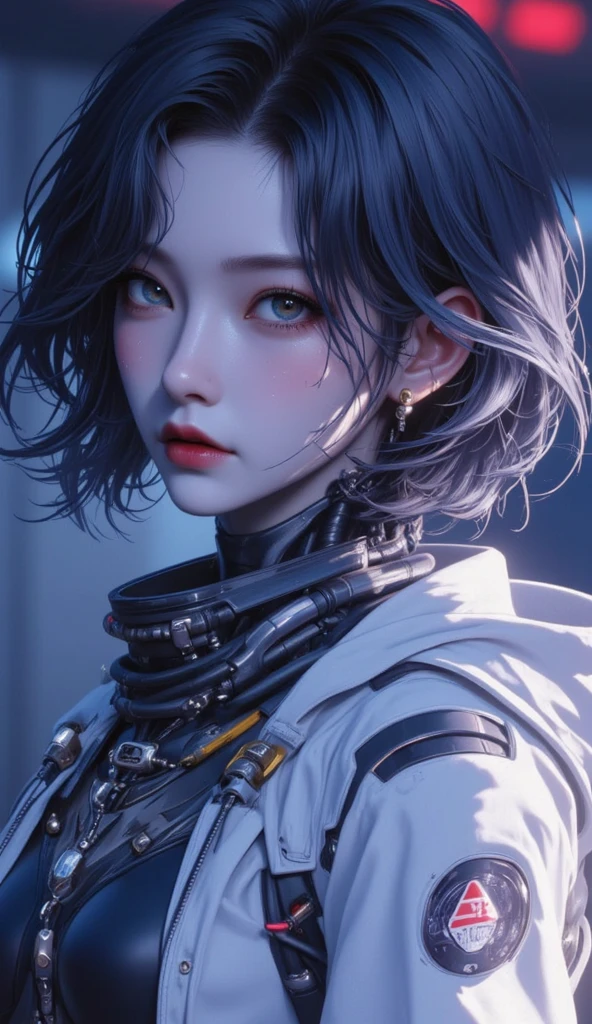 8K, RAW, best quality, masterpiece, ultra high res,
(medium wide shot), (dynamic perspective),
sharp focus ,depth of field,
1girl, solo, sexy, 35 year old, formidable face, hand on own hips,
(detailed eyes), (detailed facial features), (detailed skin), (detailed illustration),
long eyelashes, long eyeliner,
futobot, cyborg, silver trimmed detail, (head gear:1.2), (white long shawl:1.6),
large breasts, narrow waist, shiny skin,
(random hair), (random color hair), (the wind blows hair),
(rim light:1.5), (sharp shadow),
korean beauty, korean mixed, (realistic:1.5),
<lora:Futuristicbot4:0.6>