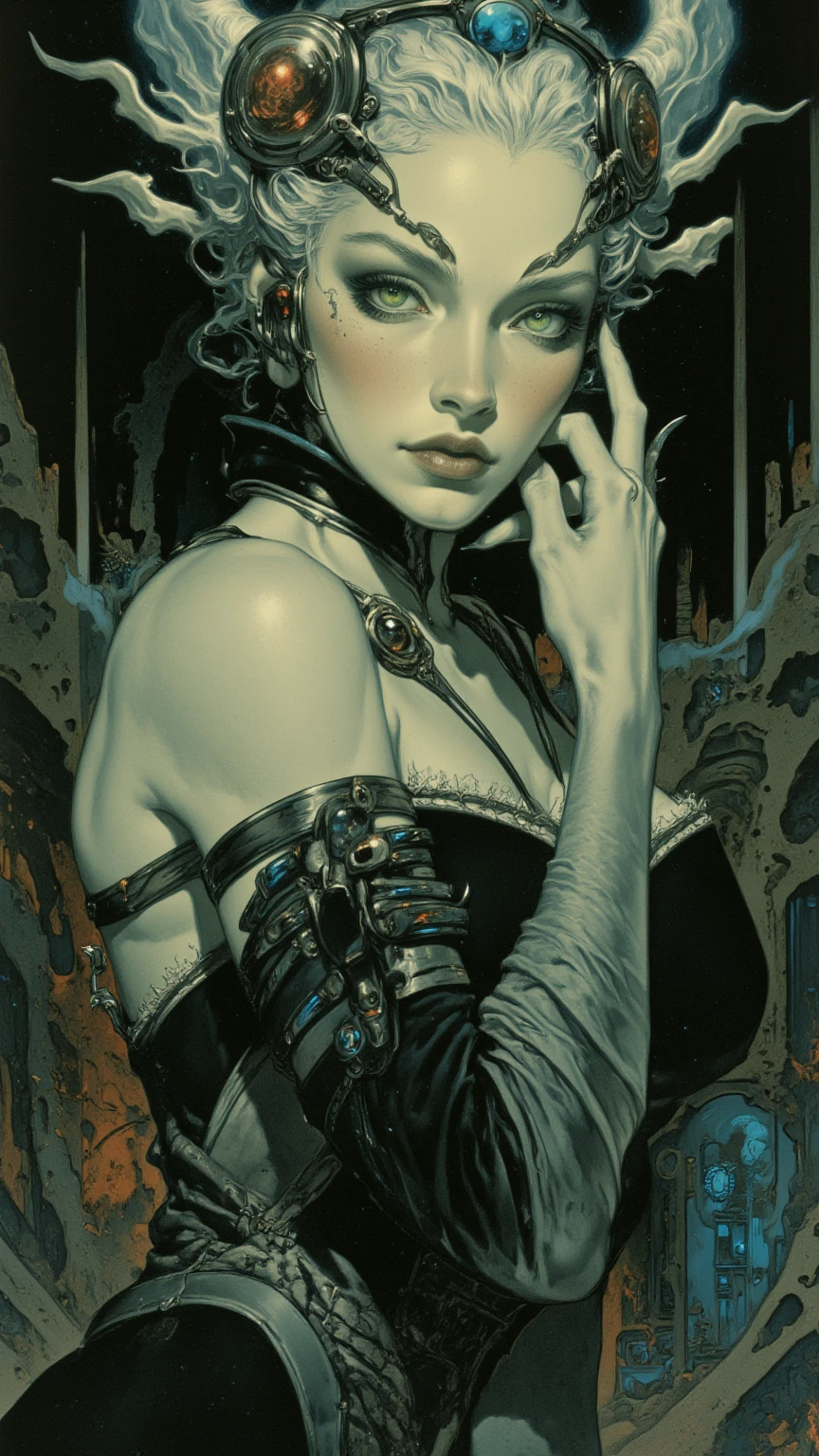 Unparalleled masterpiece, surreal 8K, perfect artwork, super detail, best quality, masterpiece 4K wallpaper aesthetics, masterpiece, award-winning artwork, official art, cinematic lighting. (Great work: 1.3), (Best quality: 1.1)
(Masterpiece work: 1.3) This is a masterpiece female , enchanting pose, which is considered a masterpiece work. The woman in the painting has a charming,  Wearing Two-piece underwear, decadence,  tattoos, showing cleavage, medium breasts, expressive hair,messy_hair,scantily clad.Her face is exquisite, her lips are delicate and soft, , and her hair is meticulously trimmed, as if she were a perfect work of art., as if blending with the sensuality of women, presenting a dynamic and seductive visual effect.nsfw,,belly button,,  completely nude, ((nude)),  clitoris, labium, vulva, anus, , cute, (( pubic hairexpressive hair,, with brown eyes)), 69 pose, sexy lingerie, pussy licking, profile,,Fantastic, mythical, splendid, resplendent,(shoulder tattoo),ruined palace
<lora:satoshiUrushihara_urushisatoV15:0.4>
(sharp:1.2), ultra high res, ultra-detailed,  professional lighting, radiosity, physically-based rendering, (detailed pretty face), (extremely detailed eyes and face), (symmetrical mouth), (symmetrical eyes) , (detailed eyebrows), (extremely detailed eyes), (detailed beautiful lips), (symmetrical lips)  <lora:GuoFeng3.2_Lora:0.6>,
(masterpiece, top quality, best quality, official art, beautiful and aesthetic:1.2), (1girl:1.3), extreme detailed,colorful,highest detailed,((ultra-detailed)), (highly detailed CG illustration), ((an extremely delicate and beautiful)),,cinematic light,((1mechanical girl)),solo,full body,(machine made joints:1.2),((machanical limbs)),((blood vessels connected to tubes)),(mechanical vertebra attaching to back),((mechanical cervial attaching to neck)),(sitting),expressionless,((wires and cables attaching to neck:1.2)),(wires and cables on head:1.2)(character focus),science fiction,,looking at viewer, <lora:fashionGirl_v53:0.7> <lora:Blame!:0.5>