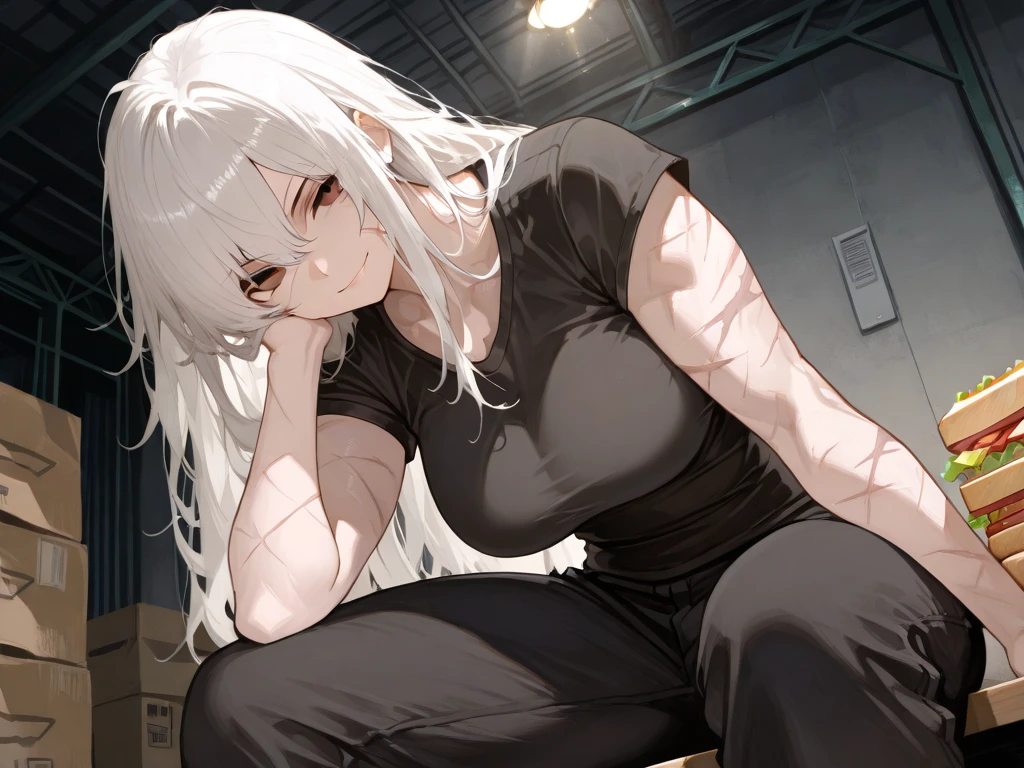 (, 8K, 4k, Masterpiece, hyper-extreme details:1.2),((1 girl)), Best quality, Expressive eyes, perfect face, 1 girl, portrait, One, female, mature woman, adult, pale skin, black nails, White skin, black ribbon, Red eyes, Irritated, torn clothes, armor, torn clothes, oversized shirt, , combed bangs, side bangs, грязные hair, длинные hair, hair, covering the forehead, Ideal Anatomy, anatomically correct, look forward, (((Look Up))), Expressive eyes, преRed eyes, Quanxi,whole body,, covered medium breast, , One, Leaning back, window background, BlackOutfit,perspective,(((crawls on all fours:1.3))),(((breasts hang down:1.1)))
