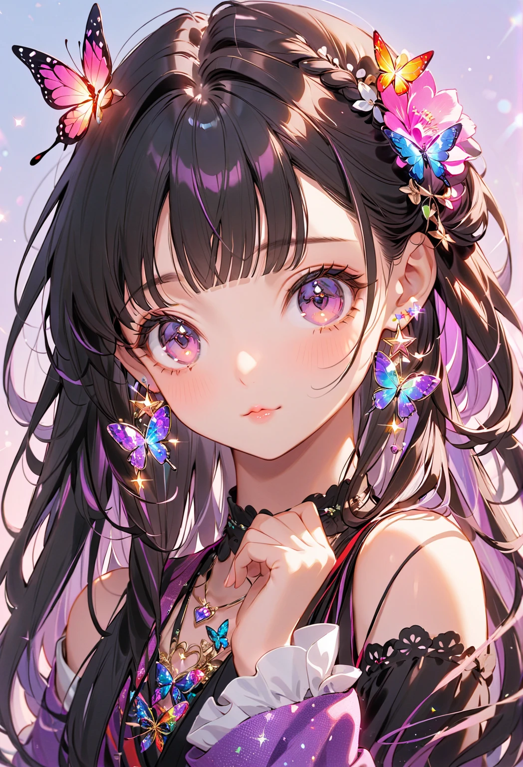 (8K, Best Quality, masutepiece:1.2), 1girl in, 美丽的面容, A detailed eye, False lashes, a small nose, Toned body, Glossy thighs, large full breasts, Thumb and four fingers, Anatomically correct fingers, detail portrayal, Lustrous skin, Sparkle, casual christmas outfit, Christmas cake,