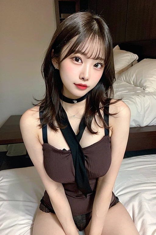 (8K壁紙),(８K),(Highest quality)、(Ultra-high resolution)、(RAW Photos、Cinema Lighting、high resolution、masterpiece),Professional photos,(Realistic, Photorealism),(high resolutionCG統合8K壁紙, Physically Based Rendering),Photorealistic,Beautiful perfectly detailed face,Beautiful perfectly detailed eyes,Beautiful perfectly detailed nose,Beautiful perfectly detailed mouth,Beautifully and perfectly detailed hand,Perfectly detailed fingertips,Beautiful detailed feet,Japanese , 18 year old Japanese girl, Beautiful detailed hairstyle,Cute Japanese Idols,Perfect Face,Super detailed face,Attention to detail,double eyelid,Slim figure,looking at the camera, (Realistic, Photorealism), (Highest quality), (Best Shadow),No makeup,Big Breasts、(On the bed)、(On all fours)、(doing push-ups)、(Highly detailed body、Perfect posing)、Beautiful thighs、Highly detailed background、(Random color silk lingerie),、The camera looks down on the woman、You can see a beautiful back、Woman looks up at the viewer、